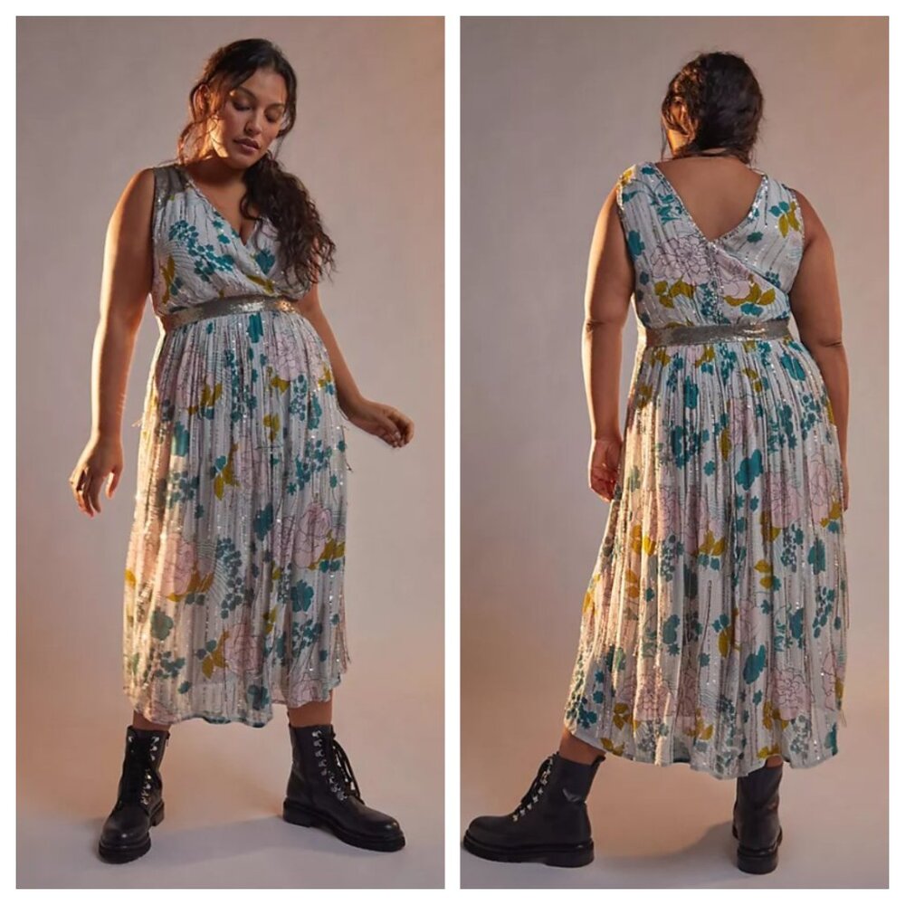 NWD ANTHROPOLOGIE Sylvia Beaded Fringed Maxi Dress 26W